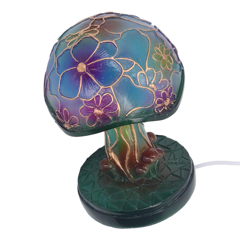Mushroom Table Lamp Painting Resin Retro Handmade Bohemian Style Colorful Mushroom Bedside Lamp for Living Room Offize