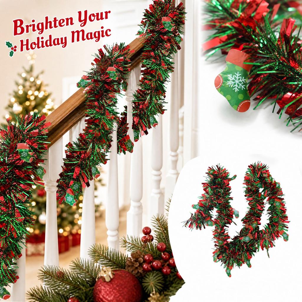 Artificial Christmas Decorative Garland with Festive Colorful Strips for Holiday Party Home Decor