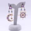 Women Style Star Sun Moon Crystal Asymmetry Dangle Earrings