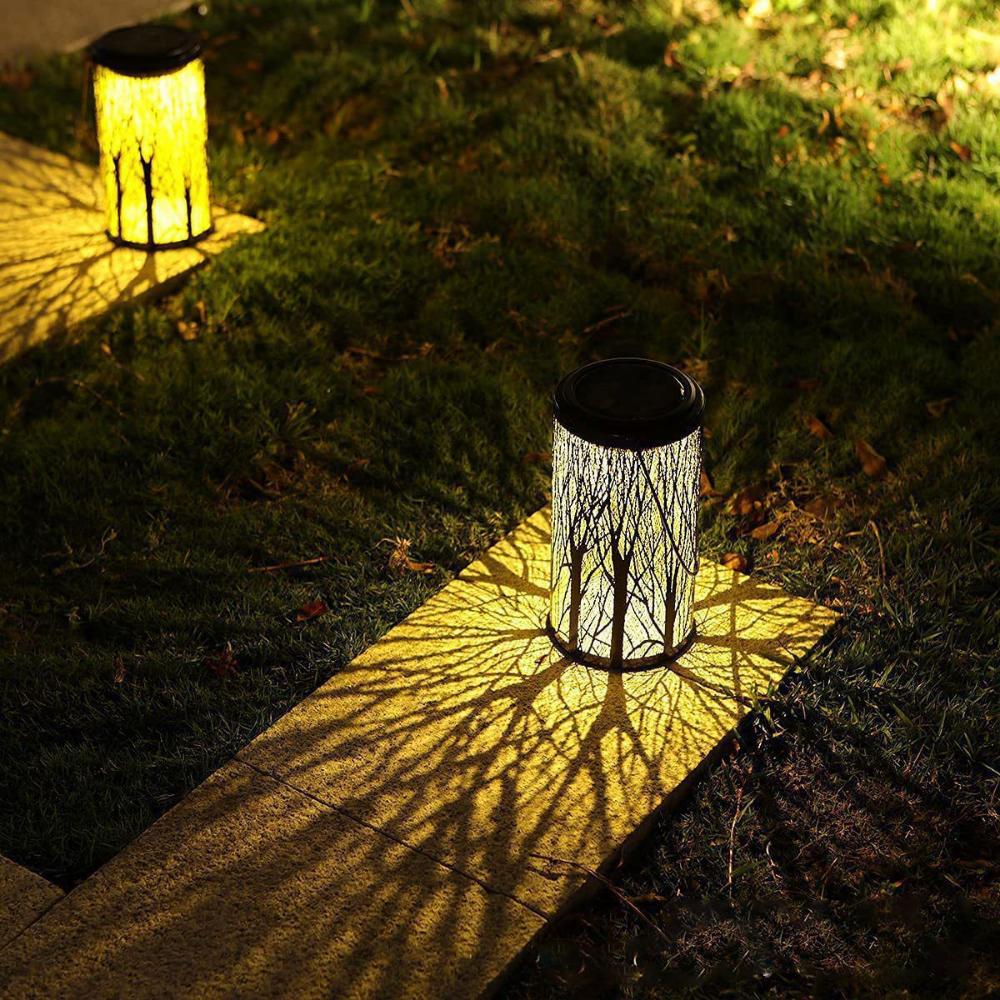 New Solar Lamp Wrought Iron Lantern Retro Garden Lamp Hollow Atmosphere Lamp Lawn Lamp Outdoor Waterproof Decorative Lamp