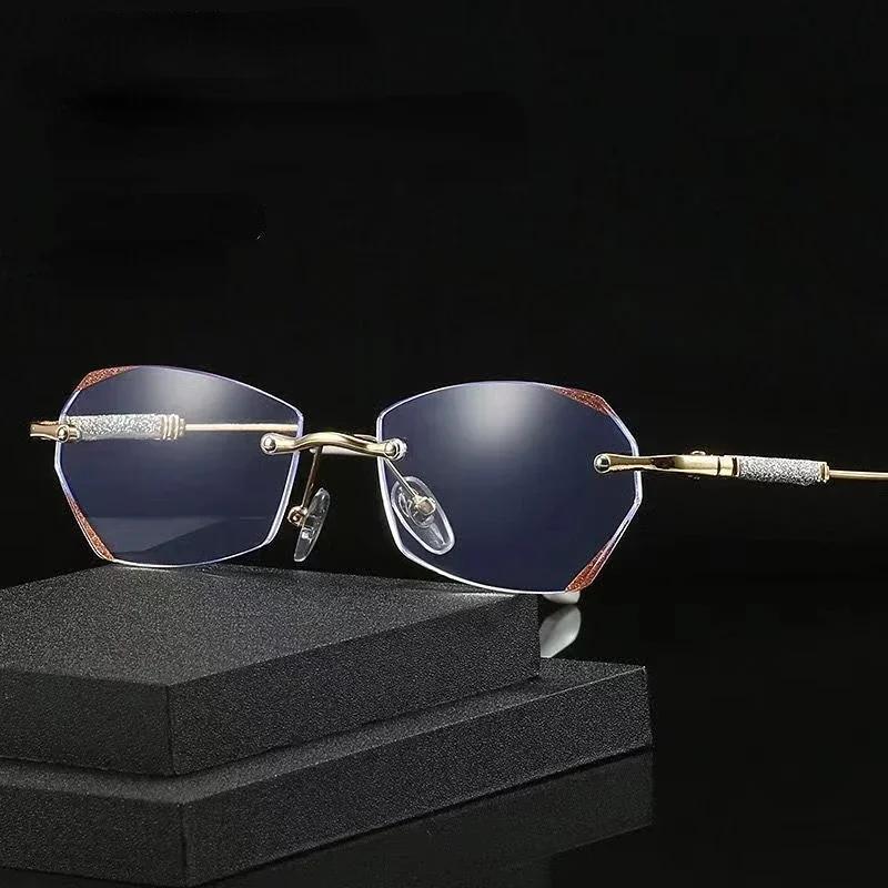 Unisex Luxury Diamond Cut Reading Glasses Men Women Blue Light Blocking Fashion Presbyopia Trendy Far Sight Eyeglasses0+1.0+4.0