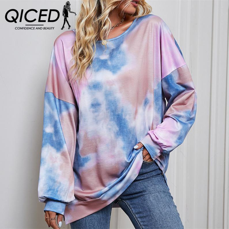 

QICED женские модные повседневные осенне-зимние свободные свитера с длинным рукавом и круглым вырезом