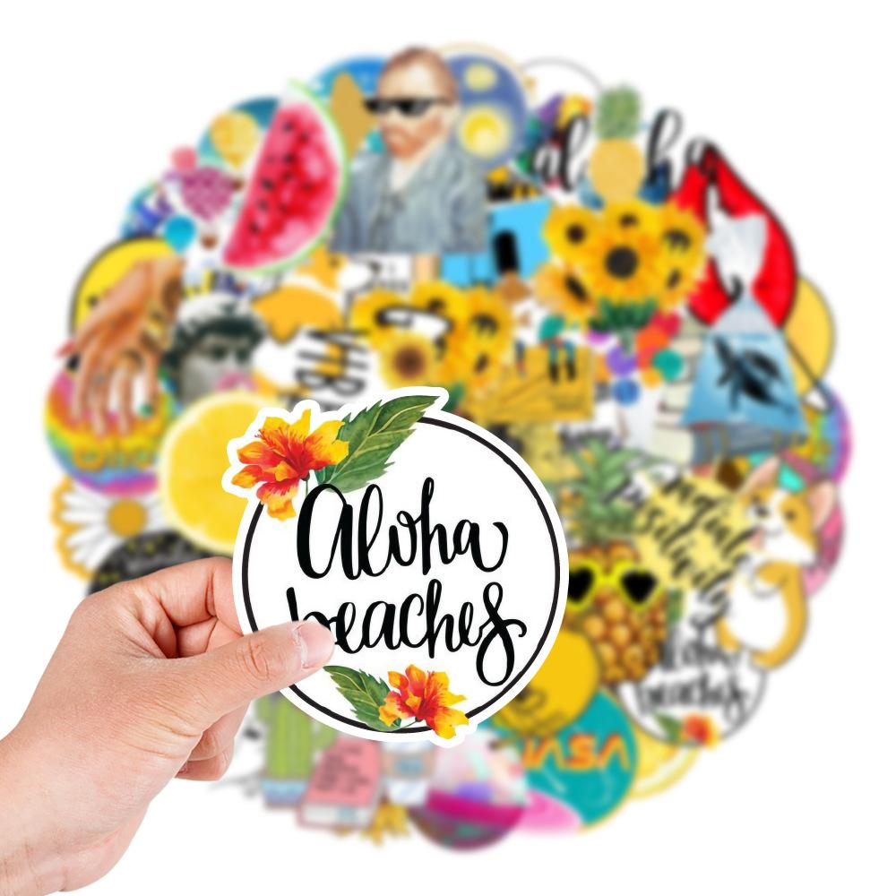 53 Chrysanthemum Fresh Summer Graffiti Stickers Pack Car Mobile Phone Water Cup Computer Suitcase Waterproof Stickers