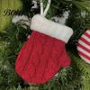 Winter Home Ornament Mini Knitted Christmas Mitten Ornaments, Xmas Glove Hanging Decor, Festive Tableware Flatware Decoration Holders, Knit
