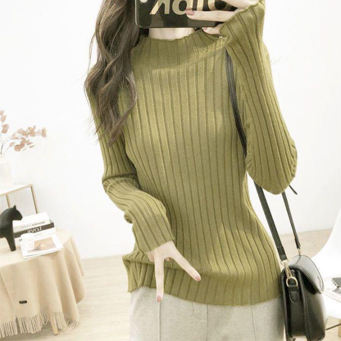 

Женский вязаный свитер полувысокой горловины большого размера - Не скатывающийся, Приталенный, Теплый, Универсальный для осени и зимы S (Recommend 75-95 jin)