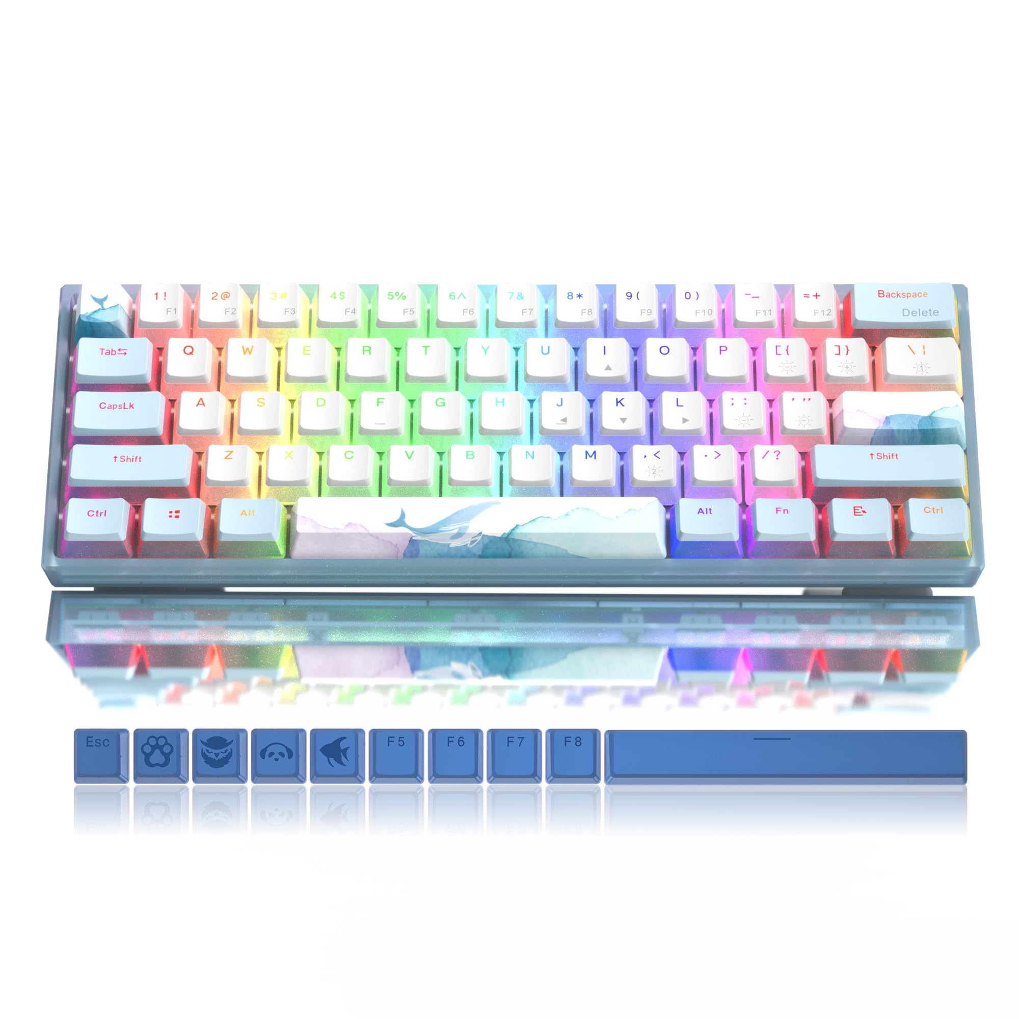 

Womier WK61 Gaming Keyboard, 61-Key Mechanical Keyboard with Red Switches, Hot-Swappable, 60% Mechanical Keyboard with RGB LED Backlighting, 24