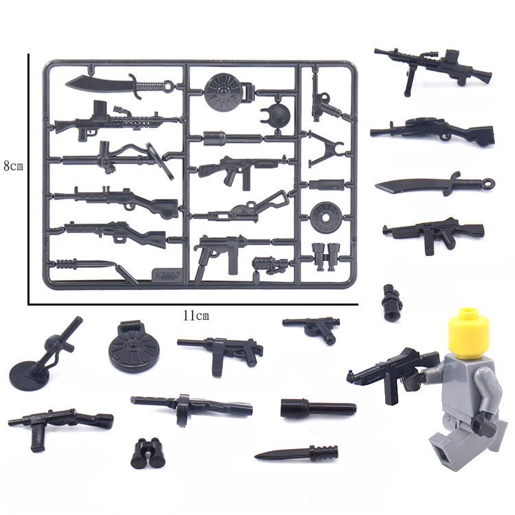 Military Building Block Doll Accessories Weapon Pieces Rifle Machine Gun Parts Toy Assembly