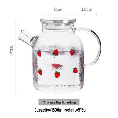 Shangqi 1800ml Glass Cold Water Pitcher with Steel Lid