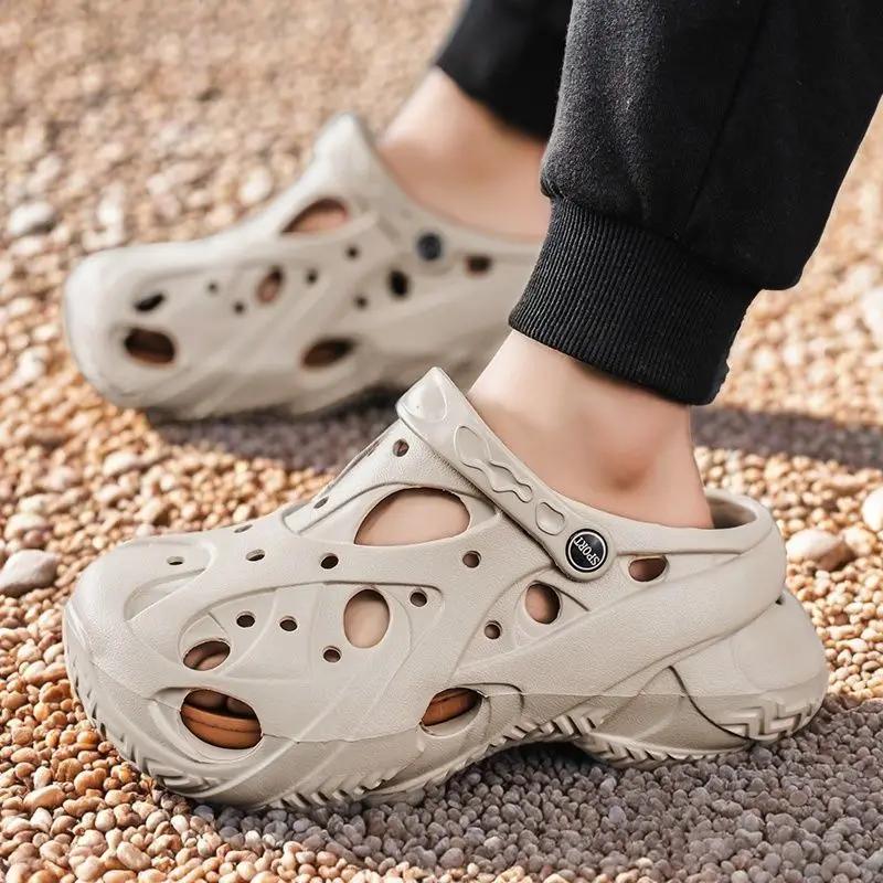 Height Men's Sandal Hole Shoes Beach with Platform Open Toe New Fashion Luxury 2026 Summer Sale Clearance Big Size H Male Shoe