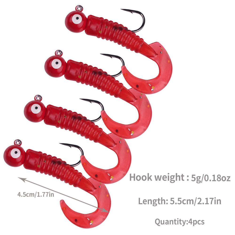 5 Stück/4 Stück/Beutel Jig-Haken mit Soft Lure Pesca Wobbler Kunstköder Silikonköder Seebarsch Karpfenangeln Soft Tail Barschköder
