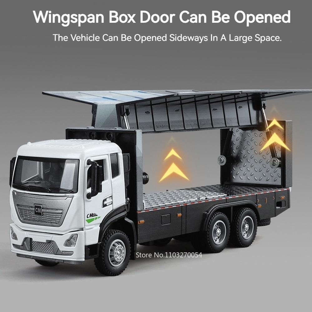 New 1/32 CONTAINER TRUCK Model Toys Car Diecast Alloy Engineering Vehicles Doors Opened Sound Light Pull Back Toy Birthday Gift Kids Gift