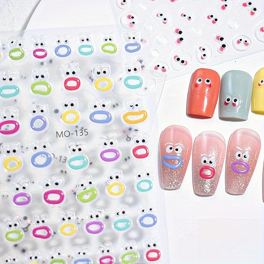Cartoon Nail Art Stickers Big Mouth & Big Eyes Face Cartoon Stickers Suitable for Nails Art Decorations