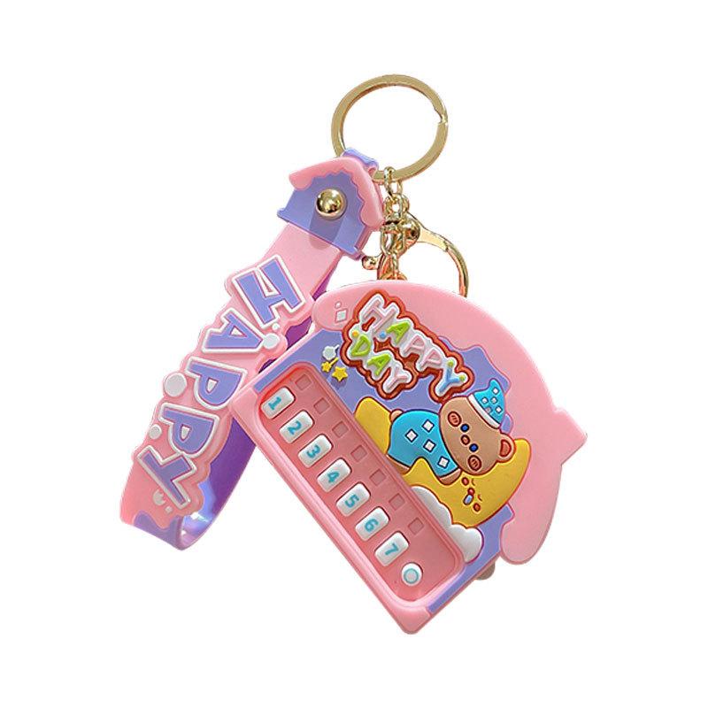 Cartoon Music Bear Electronic Organ Keychain Pendant Cute Children'S Schoolbag Small Pendant Creative Small Gift