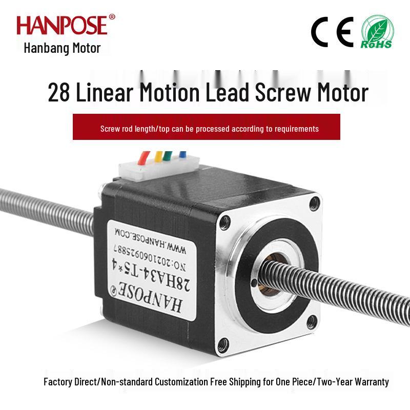 28-Step Linear Stepper Motor with T5 Trapezoidal Screw, Miniature Reciprocating High Torque Motor