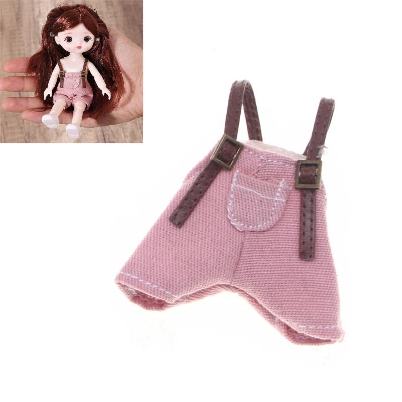 Trendy Doll Overalls With Detachable Straps Soft Cotton Outfit Easy Dress Up Toy Accessory