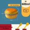 Hamburger Lunch Box Double Tier Cute Burger Bento Box Microwave Children School Meal Food Container Fork Tableware Set Gifts
