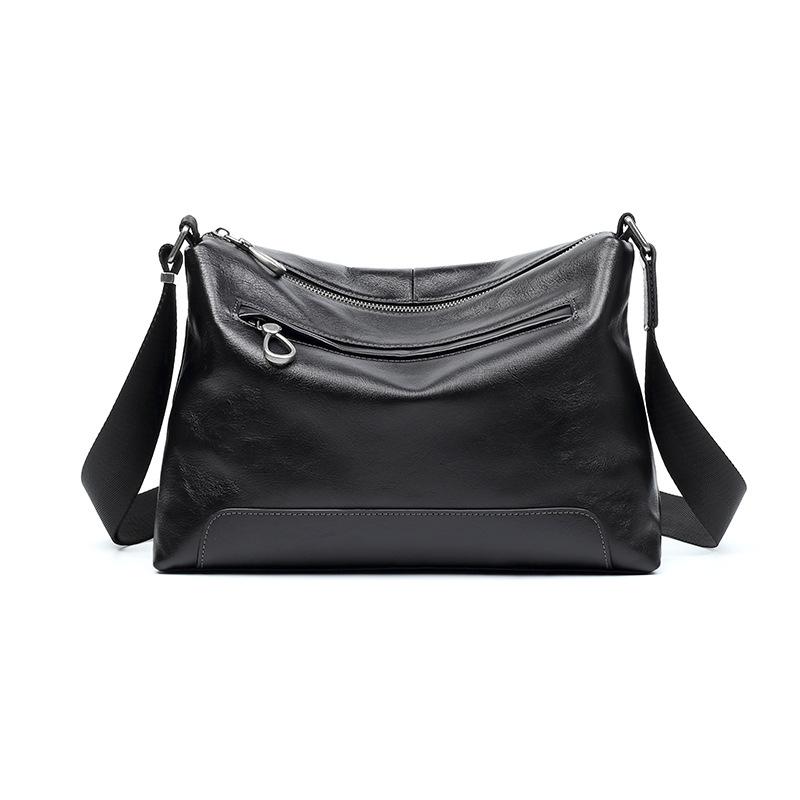 Genuine Leather Men's Stylish Casual Men's Horizontal Top Layer Cowhide Shoulder Bag Simple Large Capacity Crossbody Bag