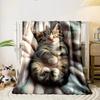 Cute Sleeping Kitten Print Flannel Blanket bedroom Blanket for Livingroom Couch lunch break Soft throw for Friend's festival Gift