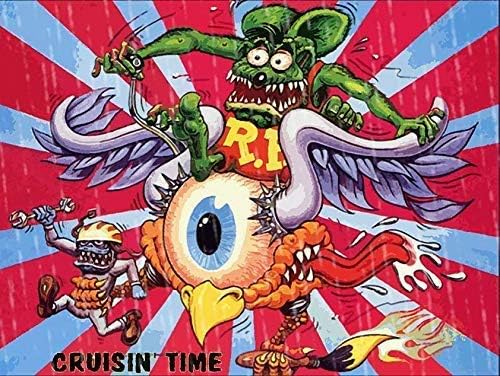 

Metal Tin Sign For Rat Fink Riding Flying Eyeball Vintage Look Reproduction Metal Tin Sign House Garage Decor 20x30cm（7.8x11.8inch）