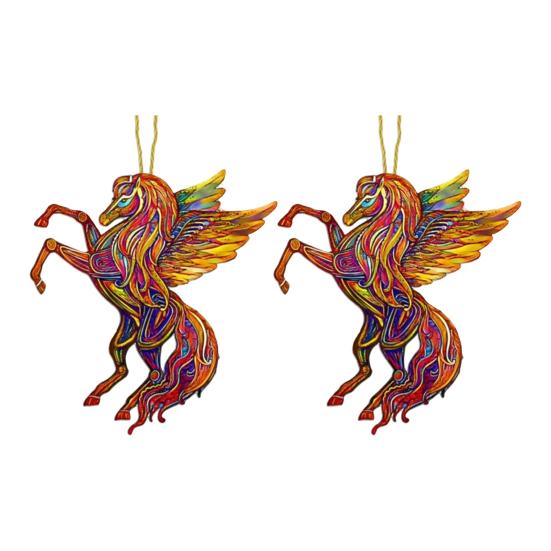 

2Pcs Horse Pendant 2D Acrylic Animal Charm Christmas Tree Door Window Wall Hanging Ornament Automotive Decoration J