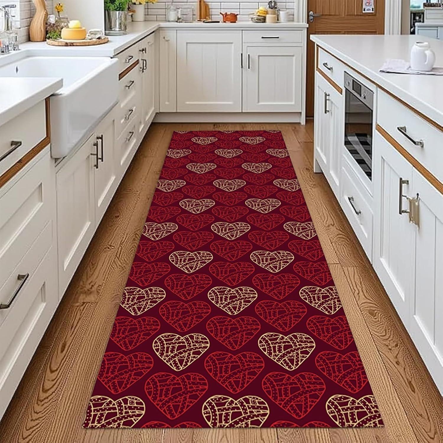 

Heart Pattern Runner Rug Y2K Modern Home Artistic Decor Carpet Anti-Slip Mat for Hallway Living Room Valentines Day Decor 40X120CM