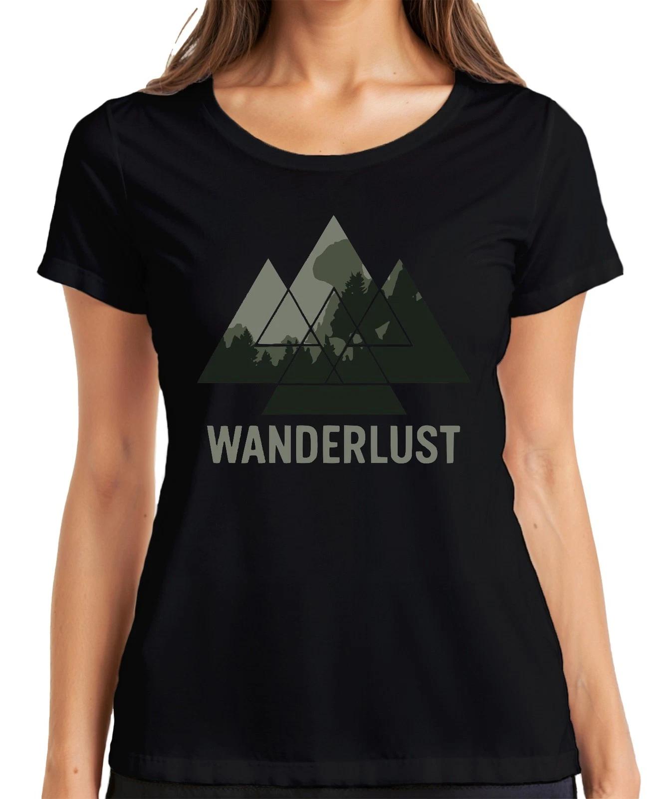 WANDERLUST Berge Wandern Outdoor Natur Wald Abenteuer Camping Damen T-Shirt XXXL