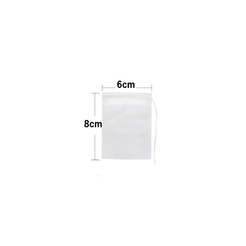 100pcs Disposable Tea Bags Non-woven Fabric Tea Filter Bags with Drawstring Filter Paper Teabags for Loose Leaf Tea Herb Teaware