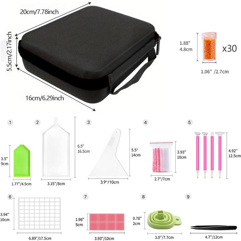 60 Grids Multi-Function Diamond Painting Kit with Essential Oil Storage Portable Carrying Case & Organizer