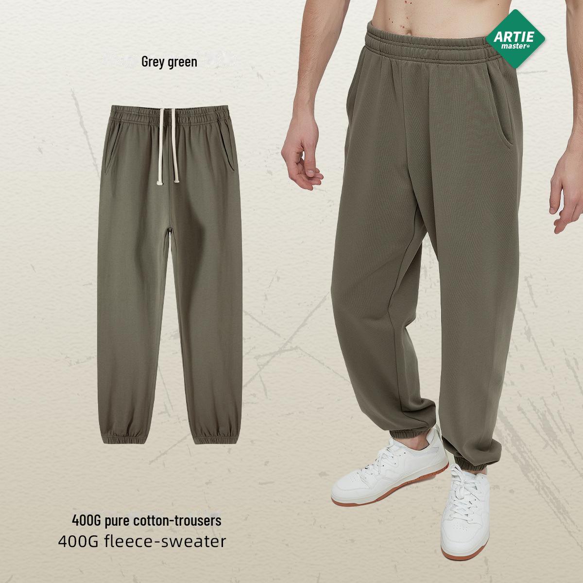 

2023 Осінь/Зима Важка Махра 400г Земляні Відтінки Слім Чоловічі Вільні Повсякденні Спортивні Штани S сірий колір/зелений