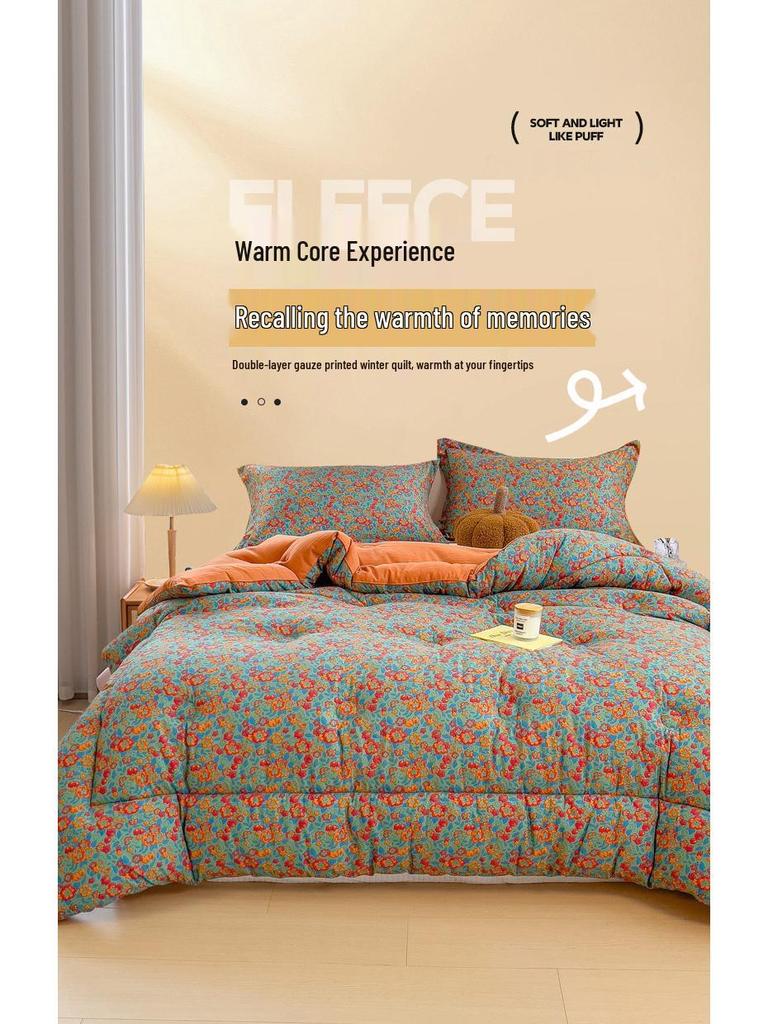 10A Antibacterial Thickened Double-Layer Gauze Quilt - Warm for Winter, Spring, and Autumn