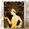 Vintage Art Deco Shower Curtain Luxury Golden Flapper Girl Print Bath Mat Cover Decorative Fabric Home Decoration Waterproof Was
