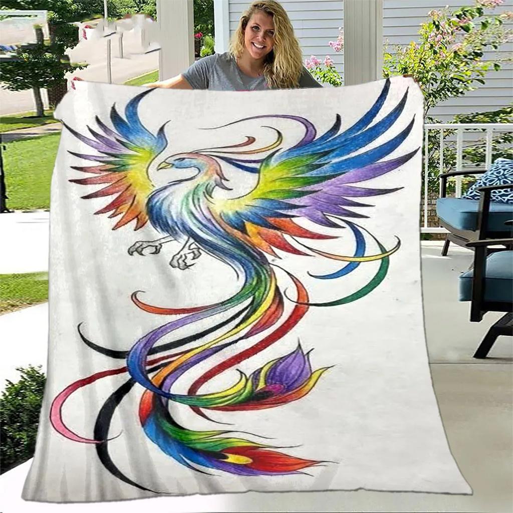 Inferno Phoenix Series digitalprinted polyester Bedroom velvet flannel cover blanket Fleece soft sofa cover blankets for beds