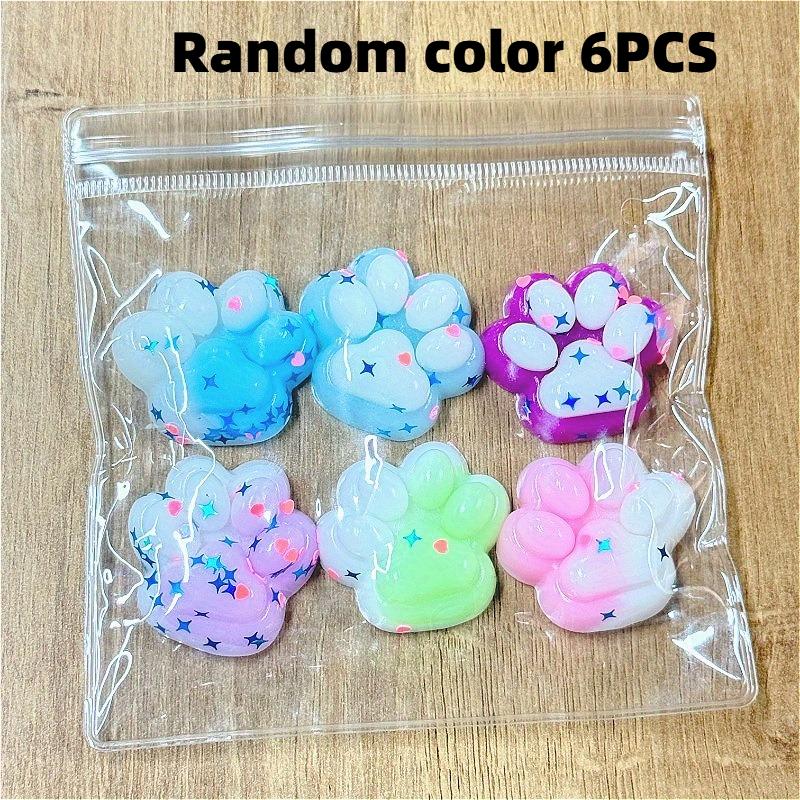 Hefengcl Mini Cat Paw Squishy 6/9Pcs Glitter Tpr Slow Rising Fidget Toy Stress Relief Sensory Squeeze Kids Birthday Party Gift