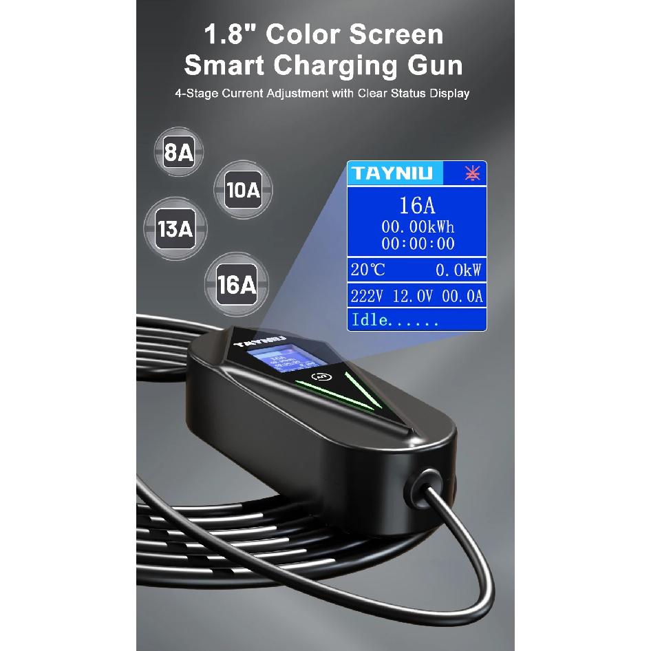 TAYNIU Voltix electric vehicle Charger 3.5kW 16A TYPE 2, TYPE 1 J1772, GB/T, NACS EU Plug Level 1 Charging Cable for Tesla EVs