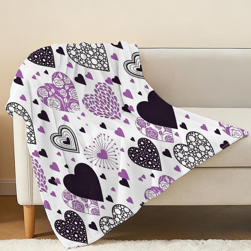 Heart Flannel Blanket High-Density Plush Soft, Warm & Breathable, Skin-Friendly Multi-Use for Couch Bedroom, Ideal Valentine’s Gift