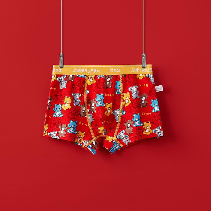 Jungen Antibakterielle A-Klasse Boxer-Slips - Klein bis Groß, Neujahrs-Rot Tierkreiszeichen Design