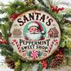Vintage Santa Claus Candy Store Metal Tin Sign Christmas Wall Decor Holiday Gift