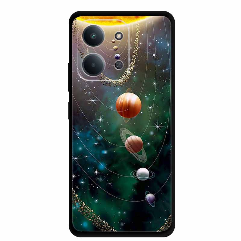 Case For Xiaomi Redmi 15C 5G European Colorful Flower Black Soft Silicone TPU Phone Case For Redmi 15C 4G Shell ProtectionBumper
