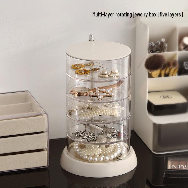 

Вращающийся многослойный прозрачный органайзер для украшений: Храните серьги, заколки для волос и аксессуары Rotating storage box + carton packaging