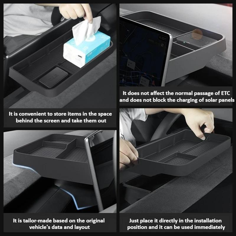 Double-layer Storage Box for Tesla Model Y Juniper 2025 Dashboard ETC Storage Box Accessories Layered Organization Tissue Tray