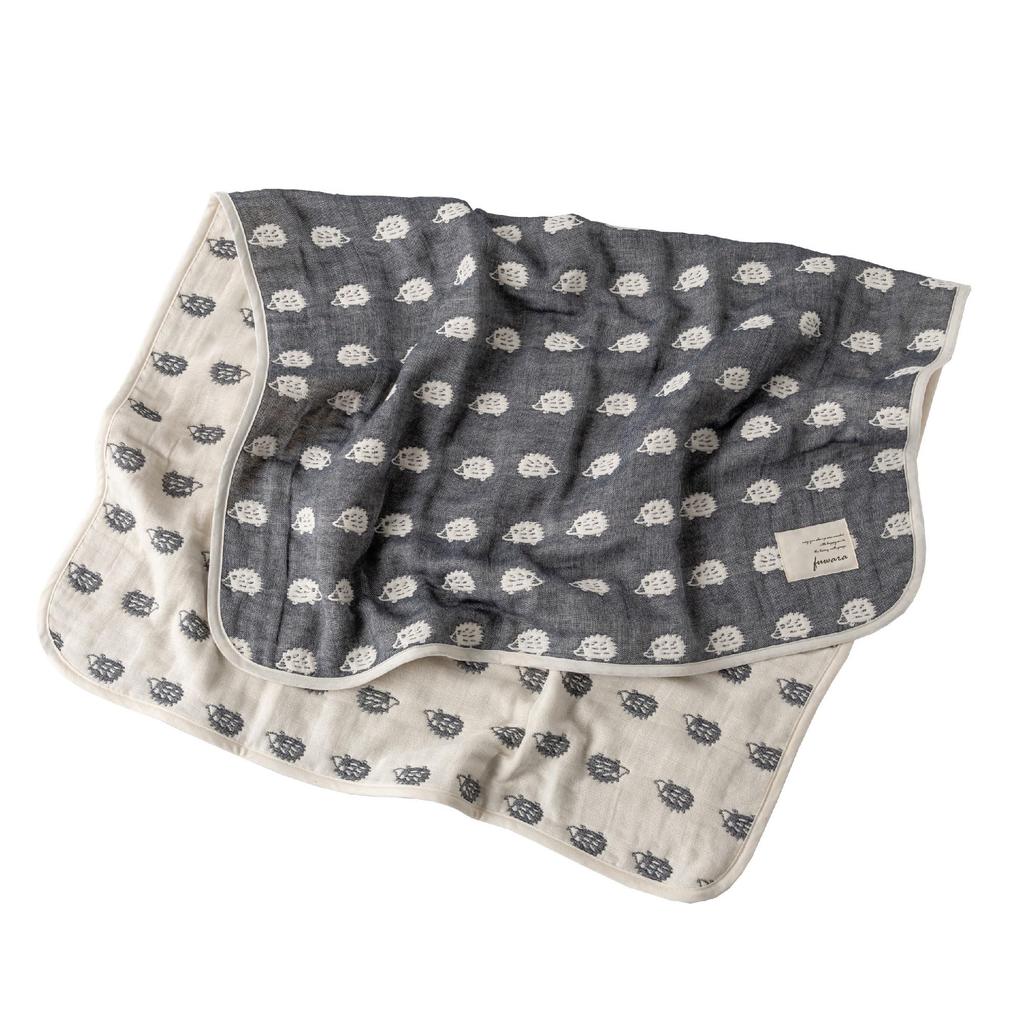 Fuwara Gauze Nap Approximately 70 X 100 Made In Japan 6-ply Blanket, Size, Cm, (hedgehog/navy)