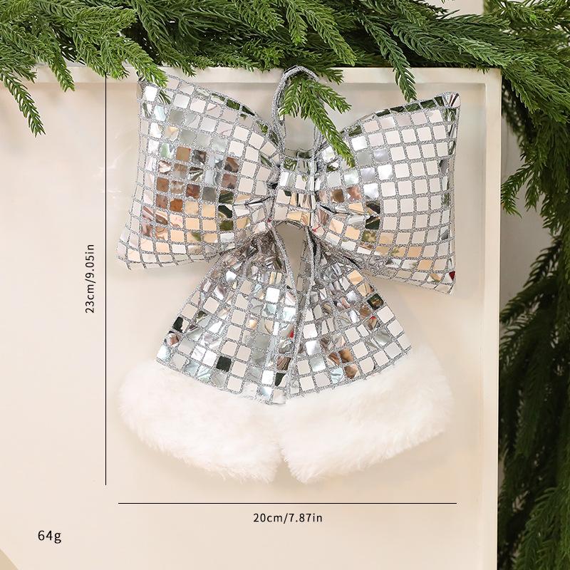 Christmas Tree Ornaments Mirror Bow Elegant Holiday Hanging Decor Hotel Window Display Festive Decoration Christmas Decorations