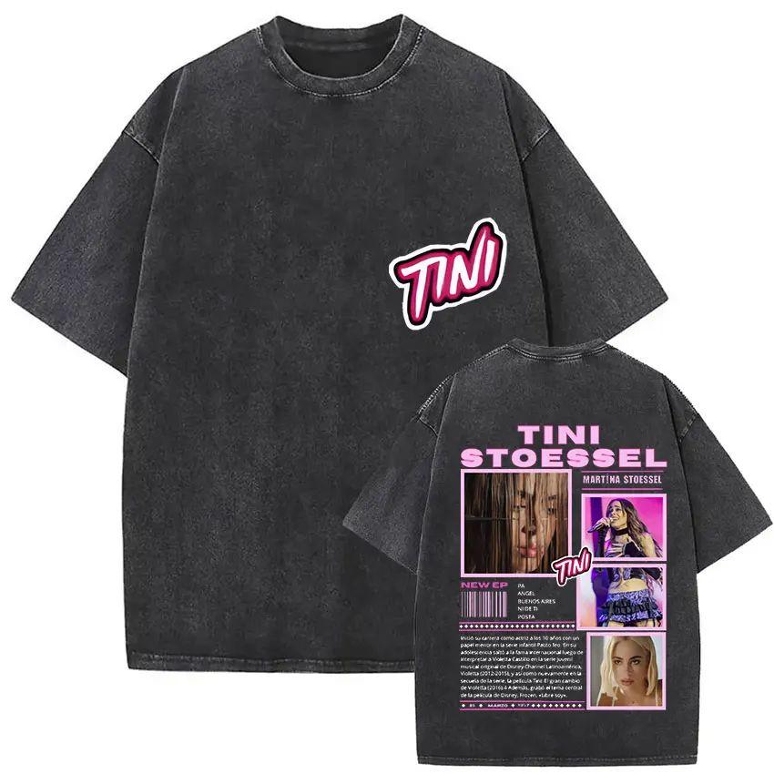 Y2K Hip Pop T Shirts Singer Tini Stoessel Futtura Album Summer Fashion Retro Washed Oversized Tshirt Print Street Wear Unisex