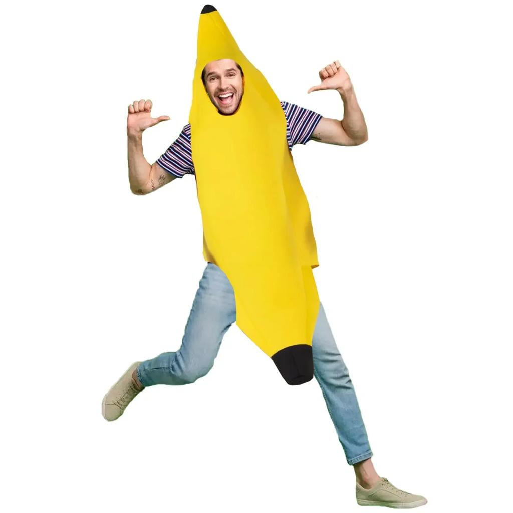 Deluxe Adult Unisex Banana Costume for Halloween Dress up Party & Roleplay Cosplay Spandex Material Funny Ecoparty Outfit