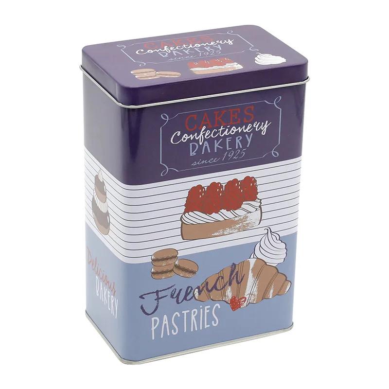 1/3/6Pcs Metal Tin Box American Style Biscuit Snack Coffee Candy Storage Box Rectangle Jewelry Cosmetic Organizer Home Decor