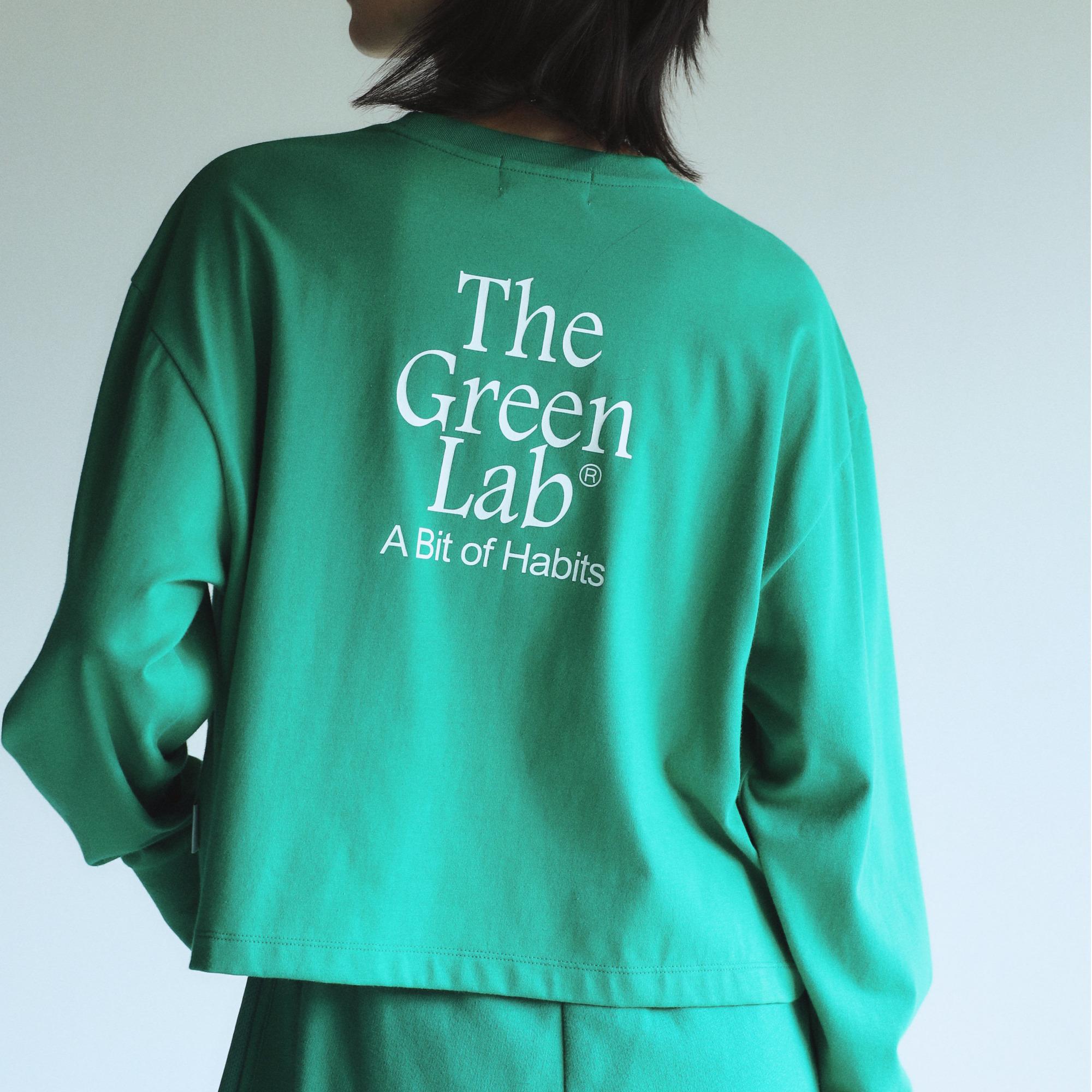 Зеленая Базовая Укороченная Футболка с Длинным Рукавом The Green Lab [Зеленый] Pink/Free