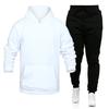 Men's Winter Solid Color Long-Sleeved Hooded Drawstring Sweatshirt And Sweatpants Suit