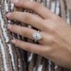 Huitan Temperament Women's Wedding Rings with Brilliant Cubic Zirconia Silver Color Modern Fashion Engagement Bands Jewelry Hot