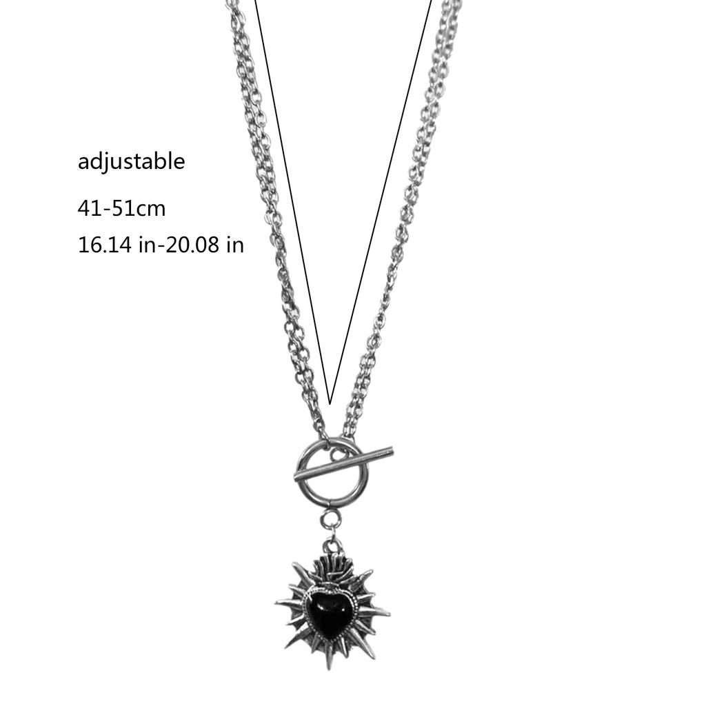 Punk Spike Heart Gothic Alloy Necklace Edgy Design Lightweight Gothic Neck Chain For Everyday Wear Unique Gift Idea