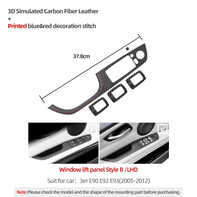 

Betterhumz Car Door Armrest Window Switch Panel Sticker Trim for BMW E90 E91 E92 E93 325 2005-2012 Made of Alcantara Accessories Carbon Fiber B LHD